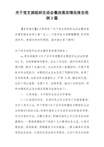 关于党支部组织生活会整改落实情况报告范例3篇