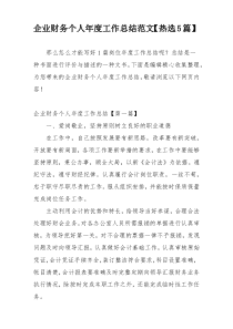 企业财务个人年度工作总结范文【热选5篇】