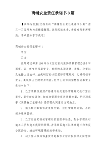 商铺安全责任承诺书3篇