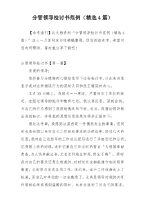 分管领导检讨书范例（精选4篇）