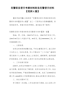 民警职务晋升考察材料财务民警晋升材料【范例4篇】