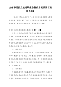 支部书记抓党建述职报告整改方案详情【推荐4篇】