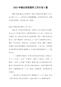 2023年镇自然资源所工作计划3篇