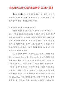 党支部民主评议党员报告集合【汇集4篇】