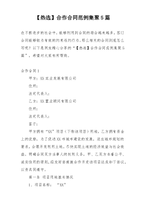 【热选】合作合同范例集聚5篇