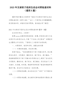2023年支部班子组织生活会对照检查材料（通用5篇）
