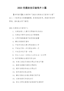 2023交通安全日宣传片3篇