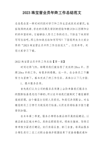 2023珠宝营业员年终工作总结范文