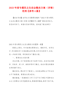 2023年度专题民主生活会整改方案（详情）范例【参考4篇】