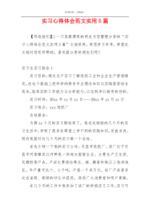 实习心得体会范文实用5篇