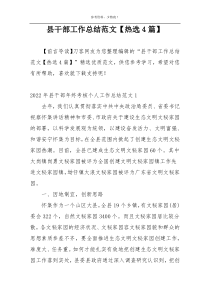 县干部工作总结范文【热选4篇】
