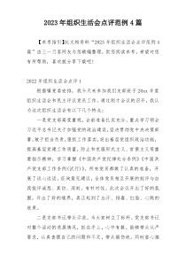 2023年组织生活会点评范例4篇