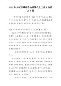 2023年乡镇市域社会治理现代化工作总结范文5篇