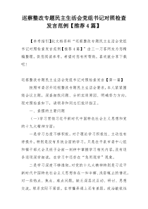 巡察整改专题民主生活会党组书记对照检查发言范例【推荐4篇】