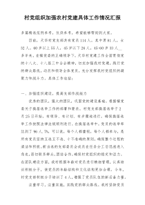 村党组织加强农村党建具体工作情况汇报