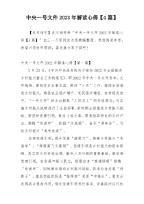 中央一号文件2023年解读心得【4篇】