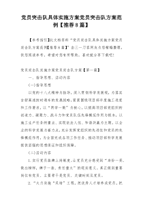 党员突击队具体实施方案党员突击队方案范例【推荐8篇】