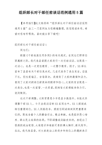 组织部长对干部任前谈话范例通用5篇