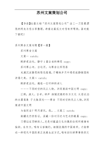 苏州文案策划公司