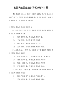 社区民族团结进步示范点材料3篇