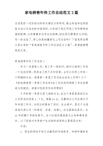 家电销售年终工作总结范文2篇