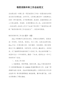 物资采购年终工作总结范文