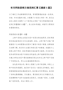 有关网络营销方案范例汇聚【最新5篇】