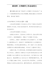 新老师 大学教学工作总结范文
