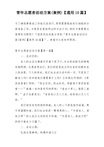 青年志愿者活动方案(案例)【通用10篇】