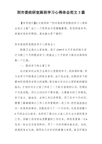 到市委政研室跟班学习心得体会范文3篇