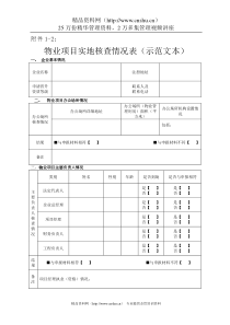 物业项目实地核查情况表(示范文本)