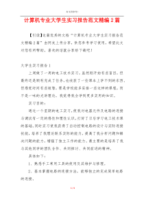 计算机专业大学生实习报告范文精编2篇