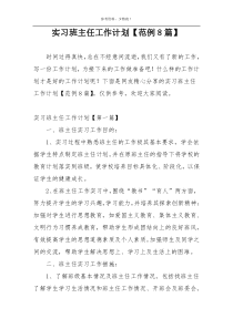 实习班主任工作计划【范例8篇】