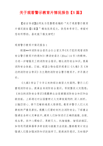 关于观看警示教育片情况报告【5篇】