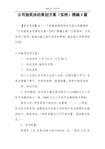 公司抽奖活动策划方案（实例）精编5篇