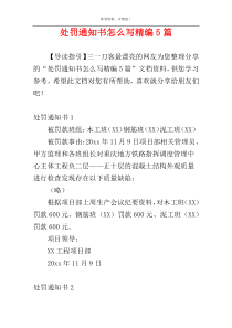 处罚通知书怎么写精编5篇