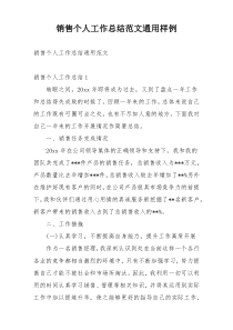 销售个人工作总结范文通用样例