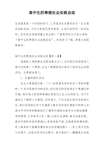 高中生的寒假社会实践总结