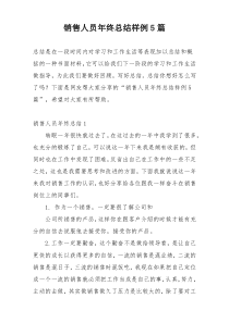 销售人员年终总结样例5篇