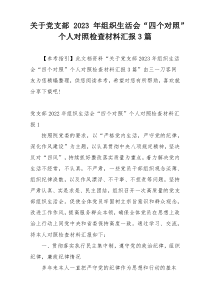 关于党支部2023年组织生活会“四个对照”个人对照检查材料汇报3篇