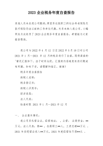 2023企业税务年度自查报告