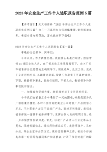 2023年安全生产工作个人述职报告范例5篇