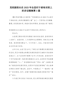 党校副校长在2023年全县村干部培训班上的讲话稿集聚3篇
