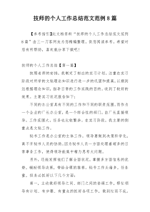 技师的个人工作总结范文范例8篇