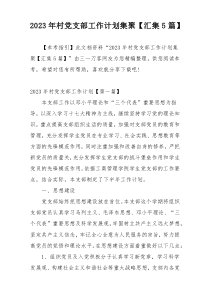 2023年村党支部工作计划集聚【汇集5篇】