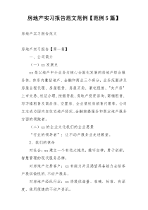 房地产实习报告范文范例【范例5篇】