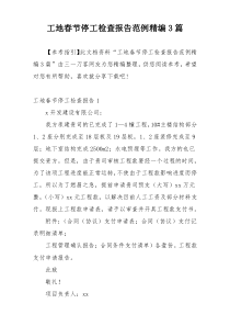 工地春节停工检查报告范例精编3篇
