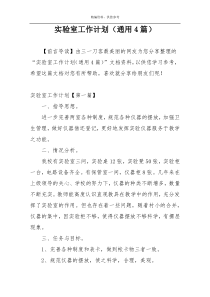 实验室工作计划（通用4篇）