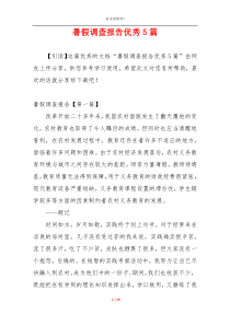 暑假调查报告优秀5篇