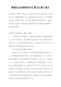 暑假社会实践策划书汇集【汇集8篇】